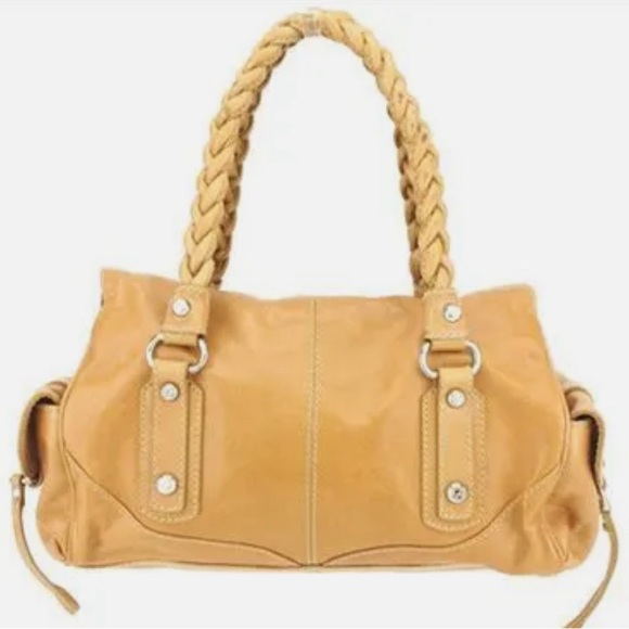 FRANCESCO BIASIA BEIGE GENUINE LEATHER SATCHEL SHOULDER BAG HANDBAG - Picture 2 of 5